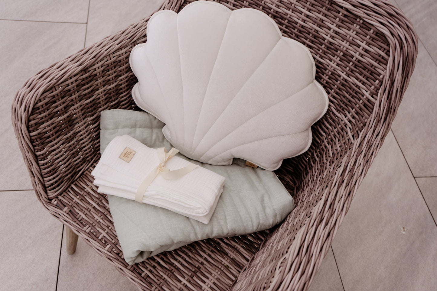 Velvet “White Pearl” Shell Pillow