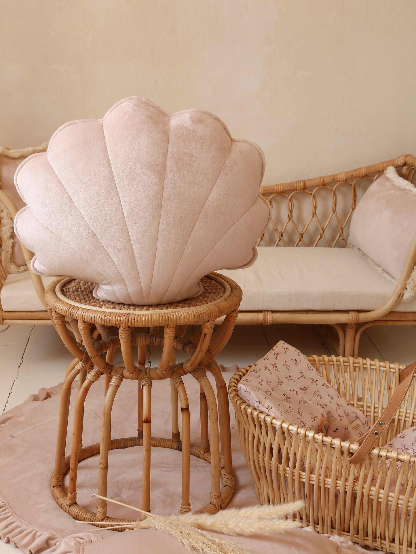 Soft Velvet "Latte" Bolster Pillow with Fringe