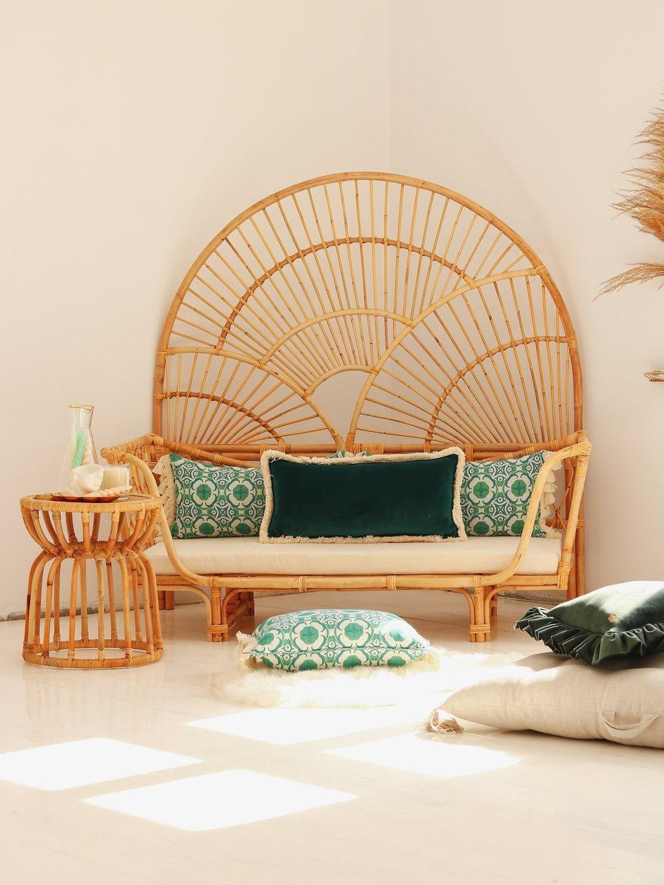 "Emerald" soft velvet bolster with fringe - Moi Mili