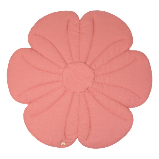Linen "Coral pink dahlia" Flower Mat