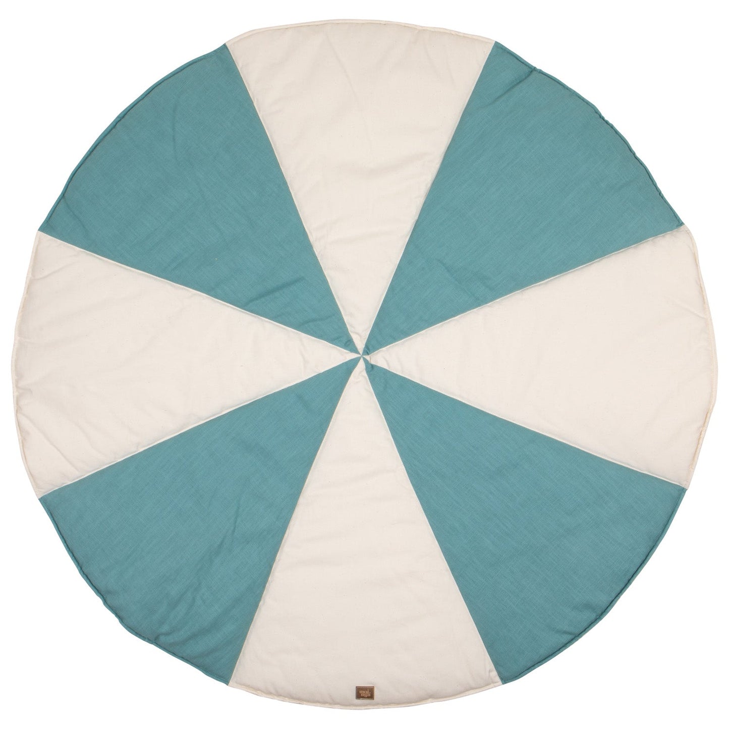 Linen “Blue Candy” Round Patchwork Mat