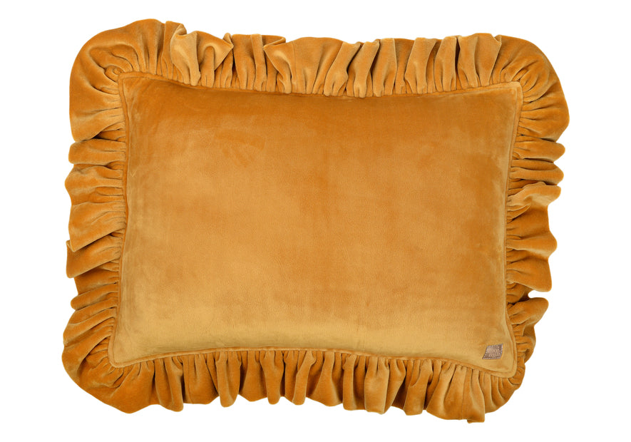 Soft Velvet “Mustard” Pillow with Frill