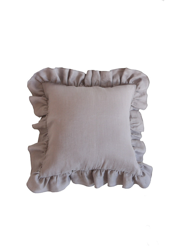 Linen “Grey” Pillow with Frill