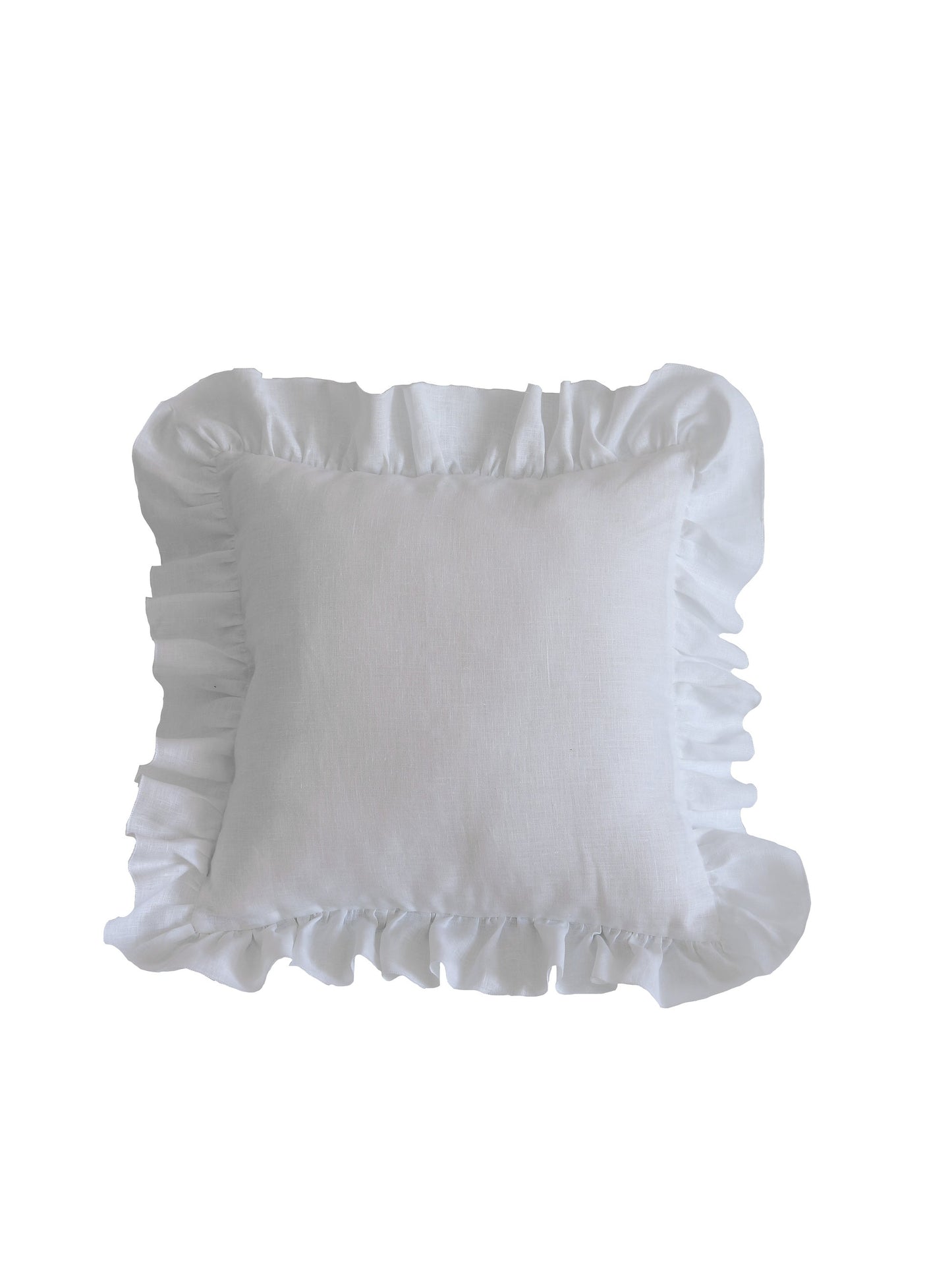 Linen “White” Pillow with Frill