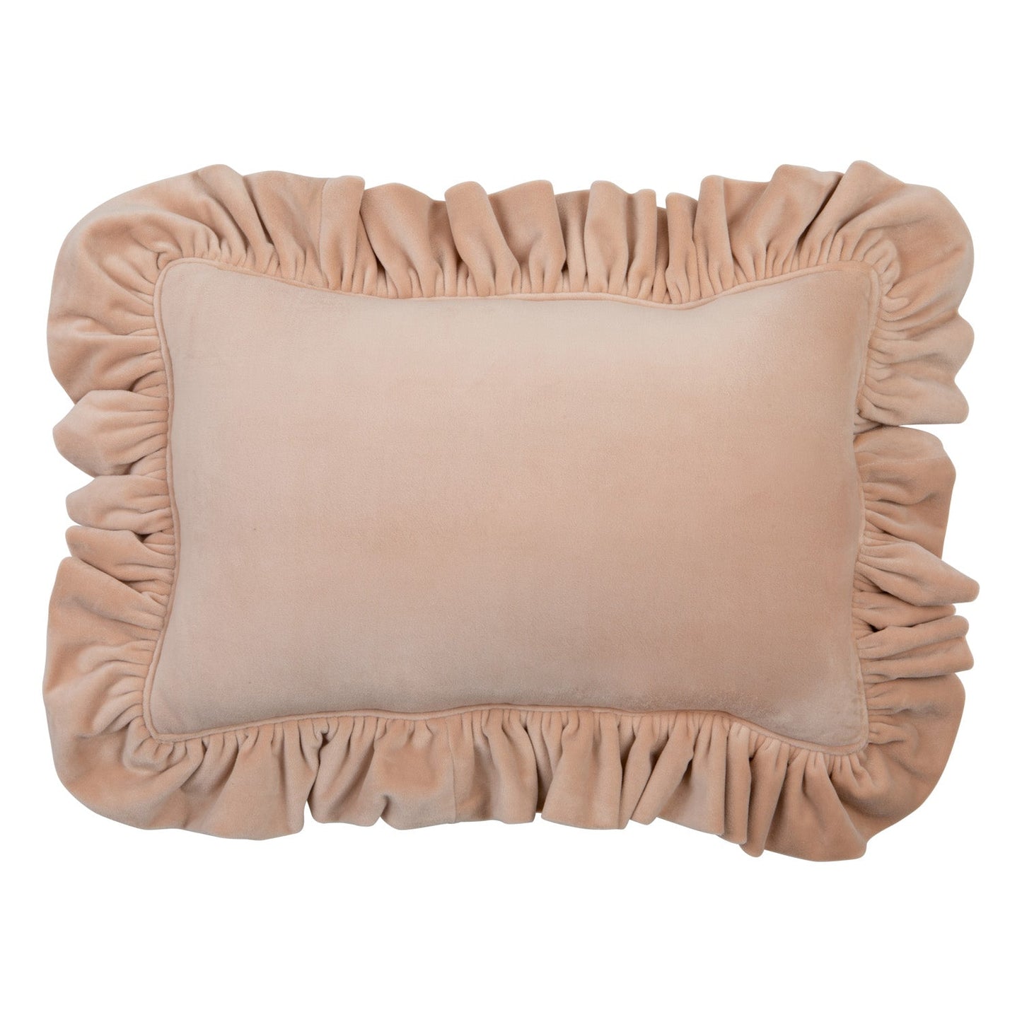 Soft Velvet Pillow with Frill “Latte”