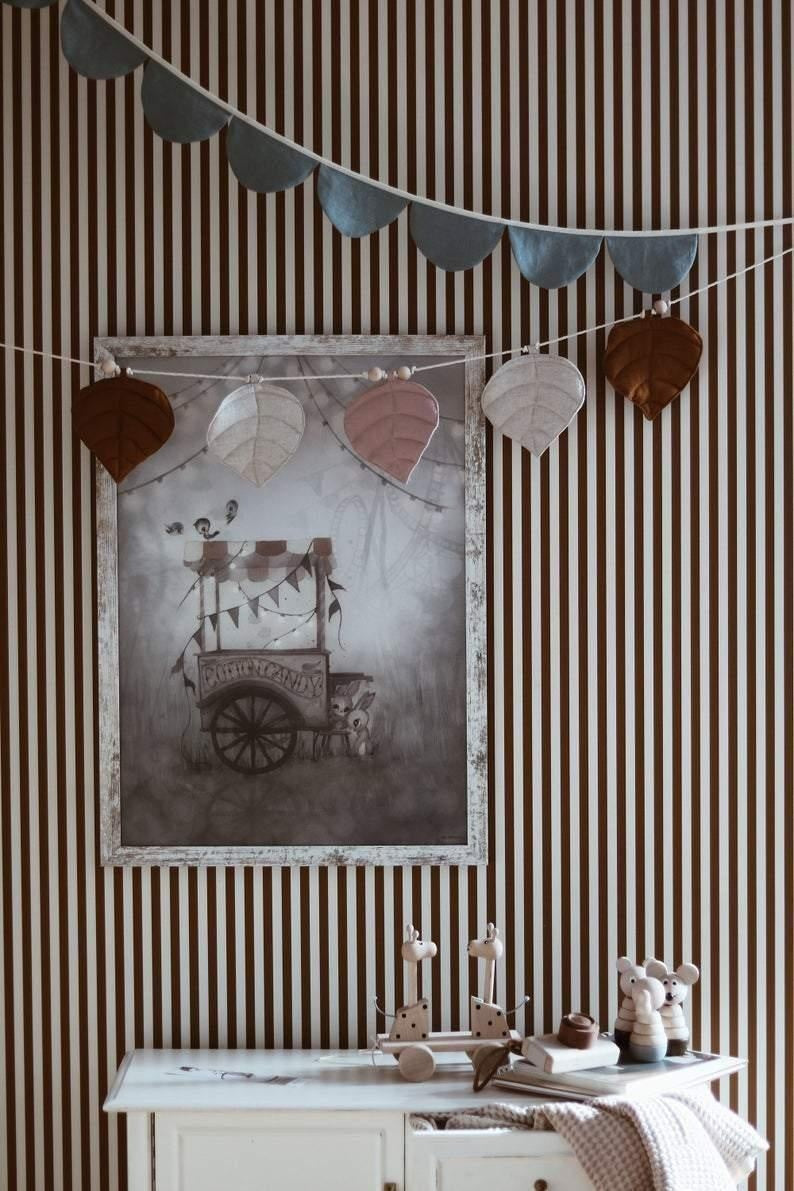 “Autumn” Linen Garland with Leaves