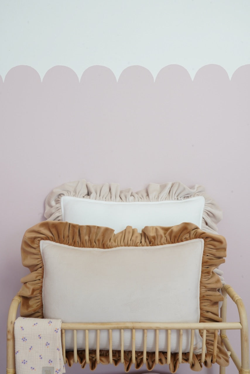 Soft Velvet "Cappuccino" Pillow with Frill