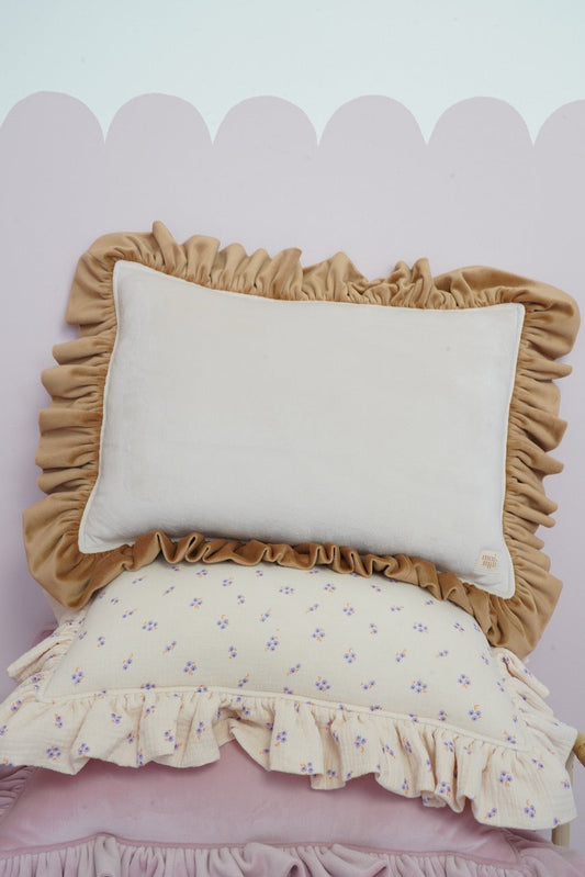 Soft Velvet "Cappuccino" Pillow with Frill