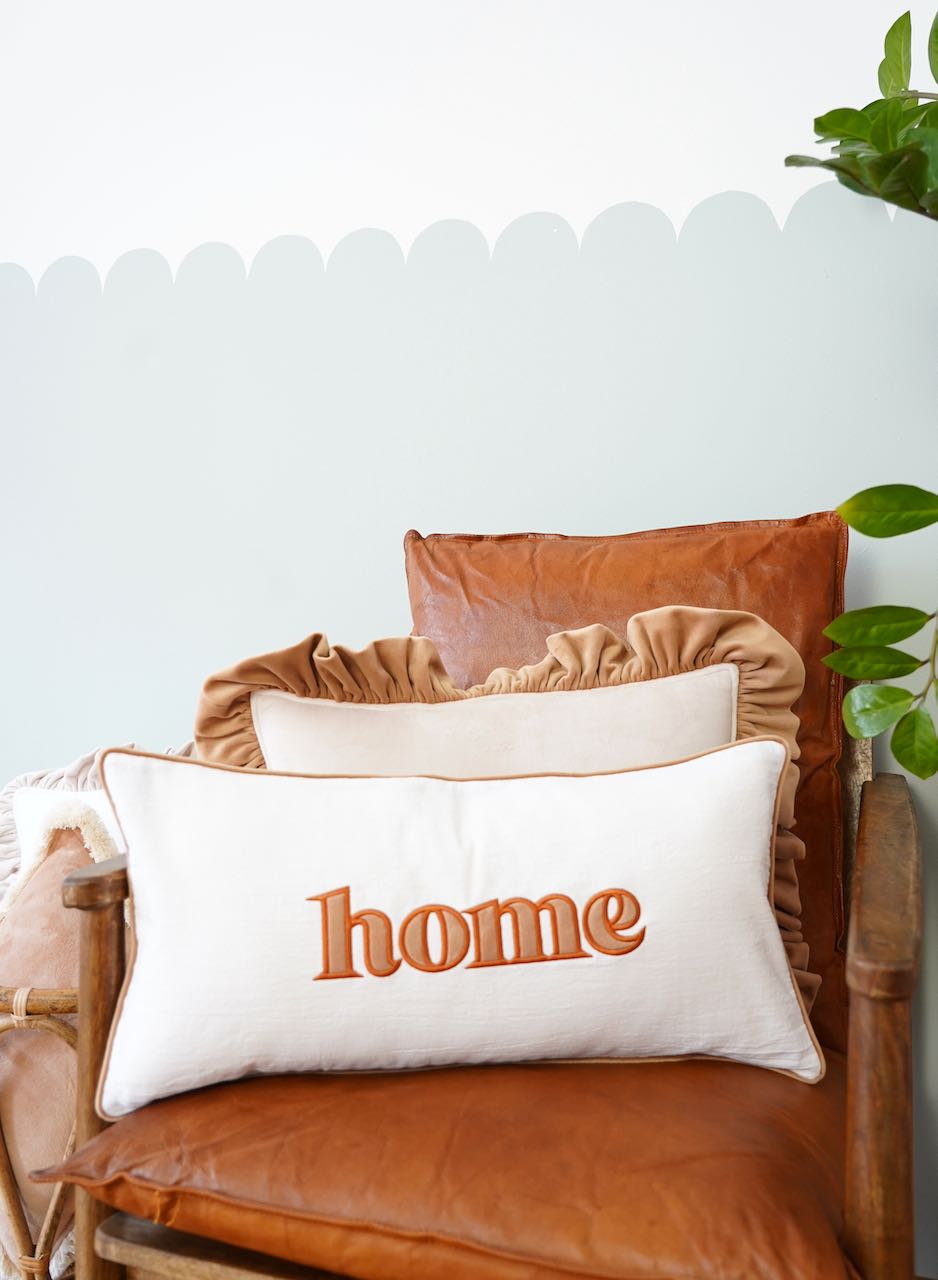 Soft Velvet "Cappuccino" Pillow with Frill