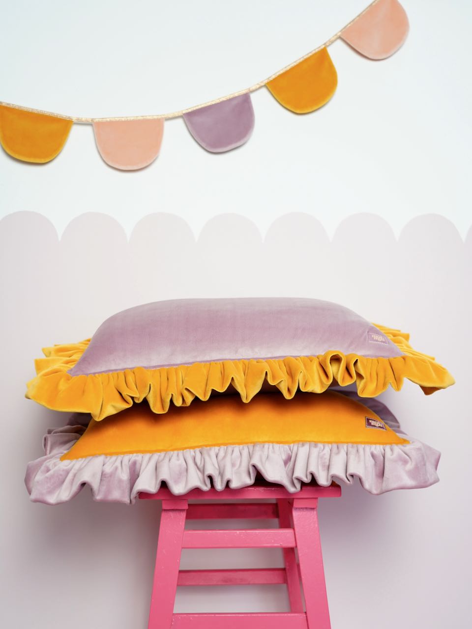 Velvet "Rainbow" Decorative garland with Half Moons