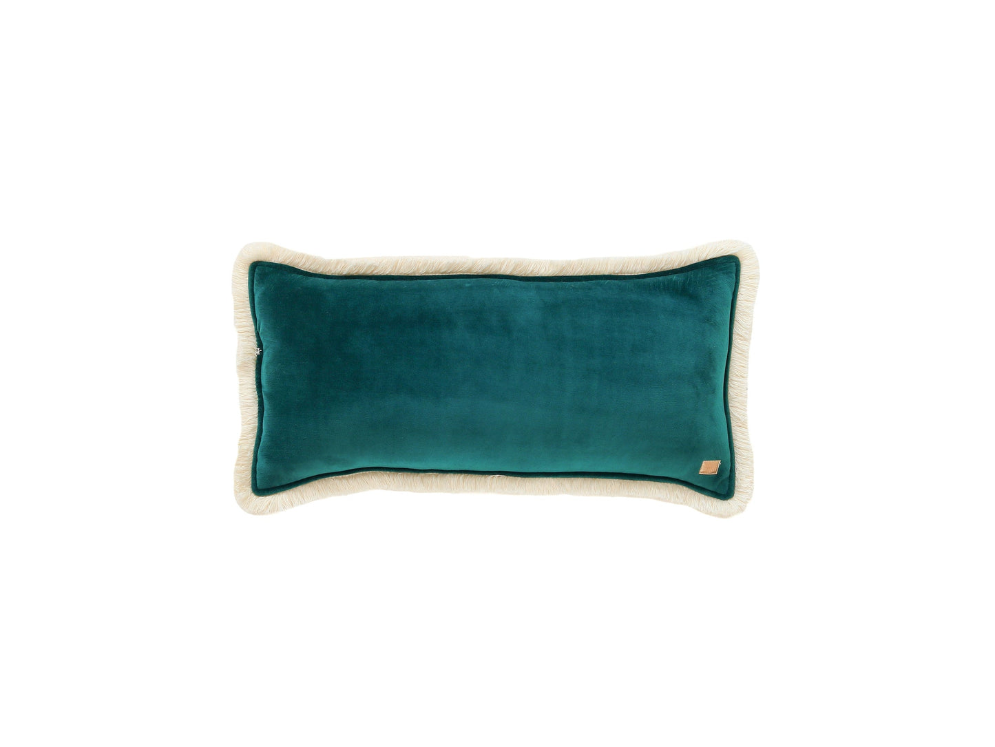 Soft Velvet "Emerald" Bolster Pillow with Fringe