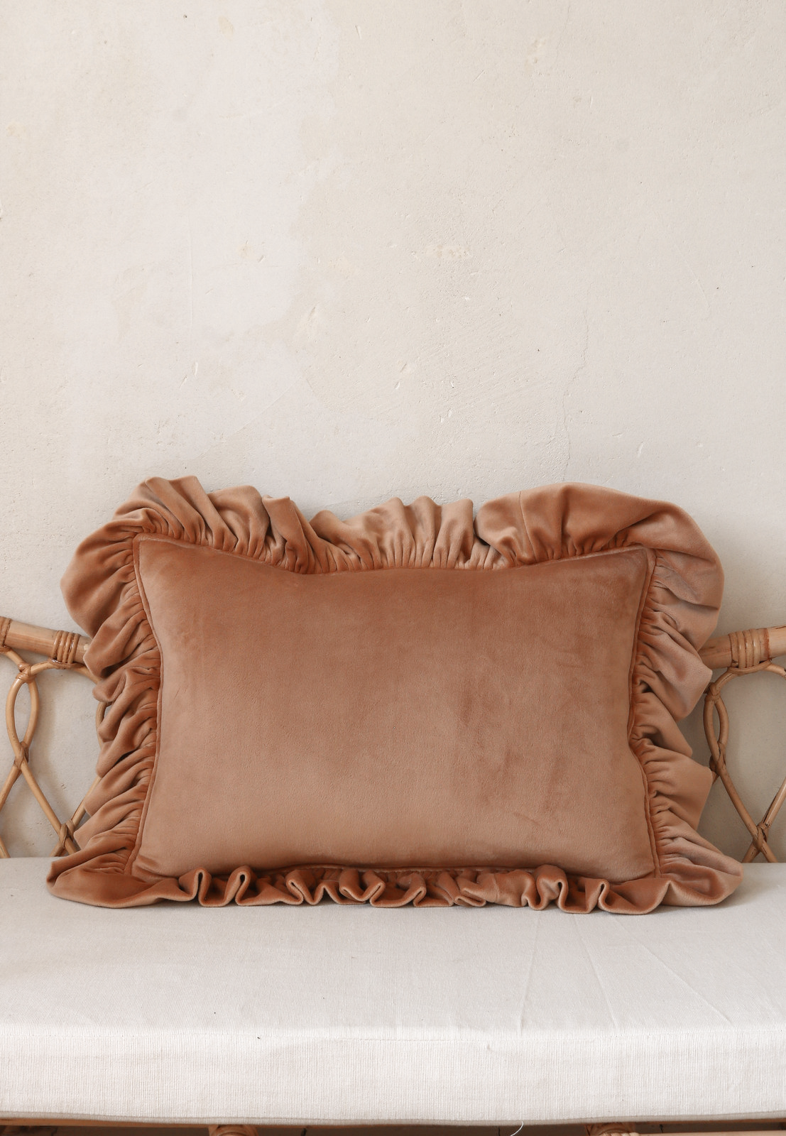 Soft Velvet “Caramel” Pillow with Frill