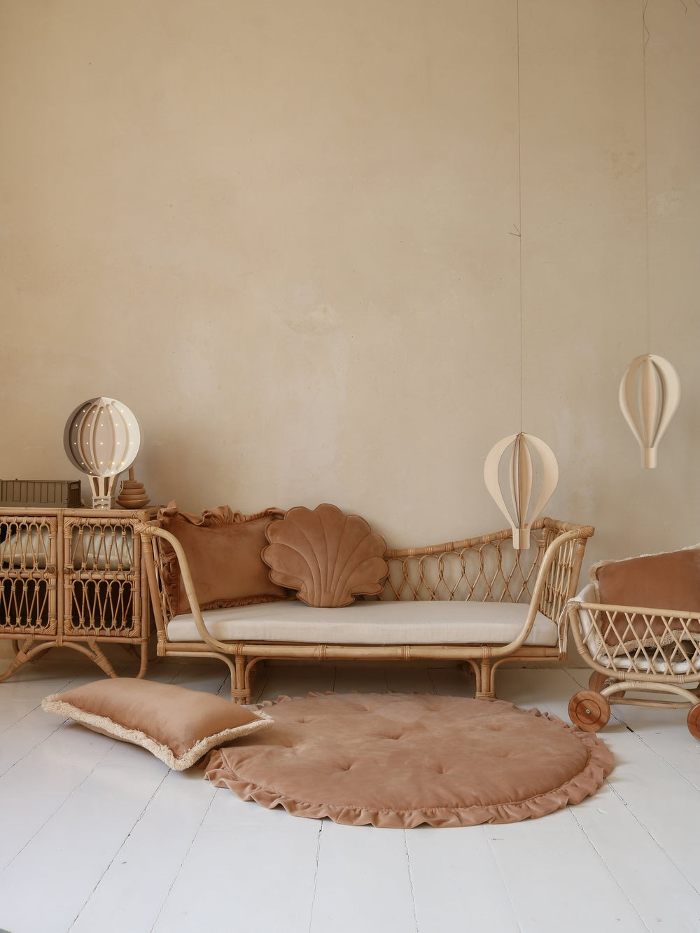 Soft Velvet “Caramel” Pillow with Frill