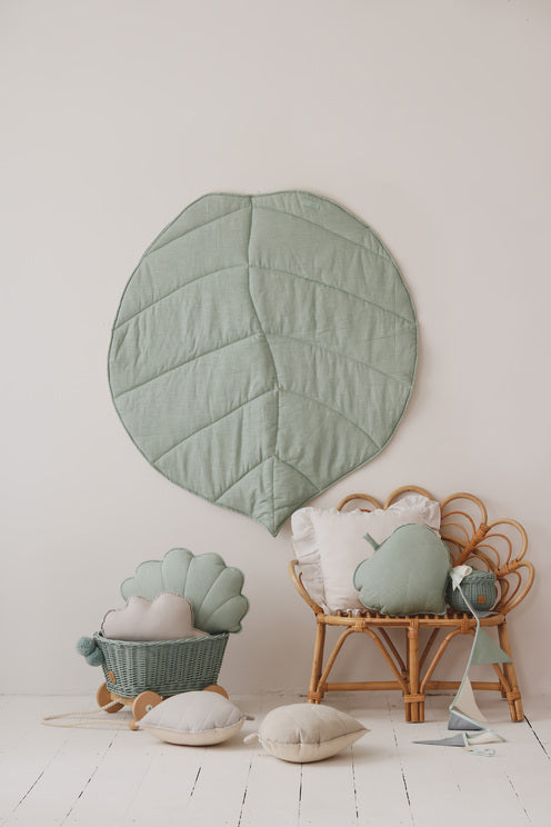 Linen “Mint” Leaf Mat