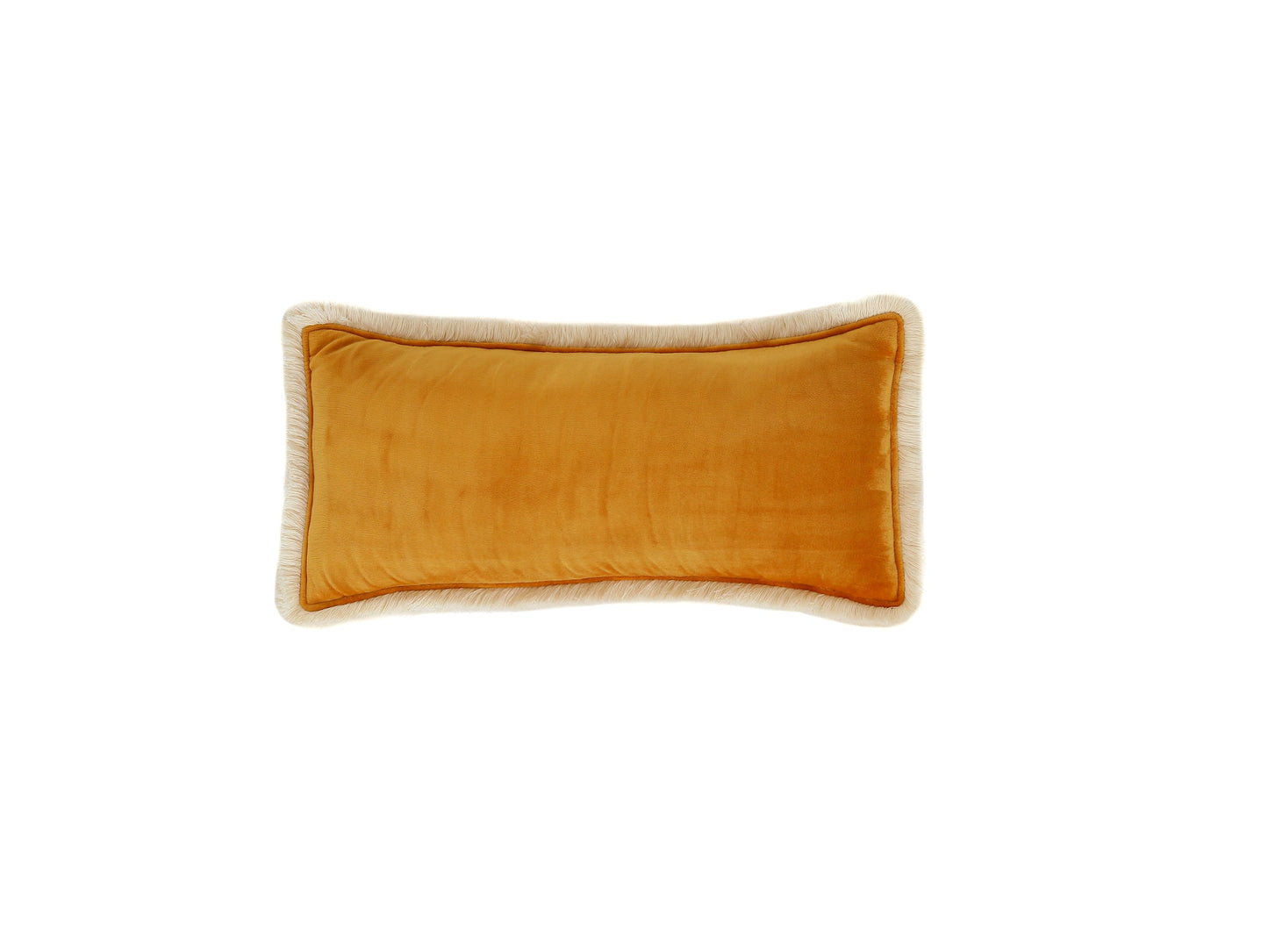 Soft Velvet "Mustard" Bolster Pillow with Fringe
