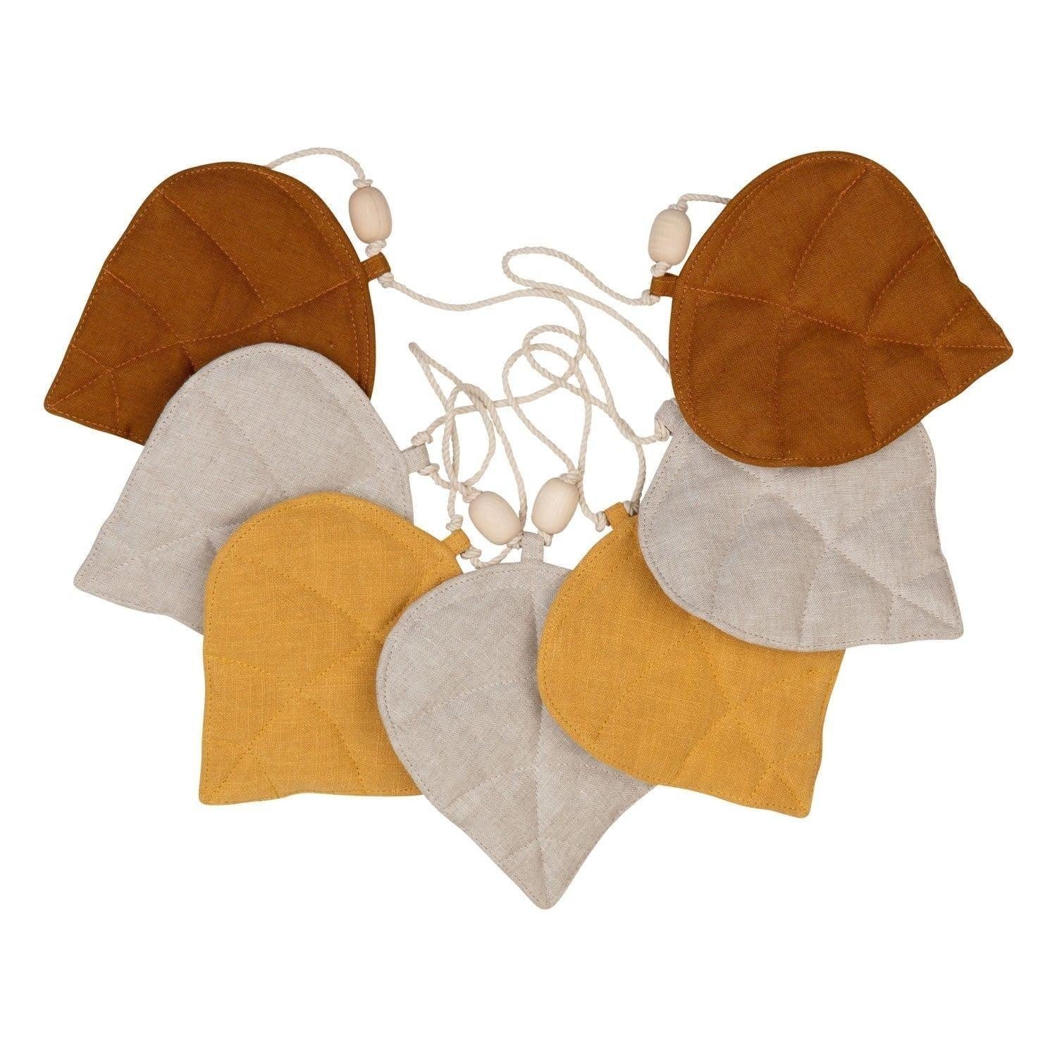 “Ochre” Linen Garland with Leaves