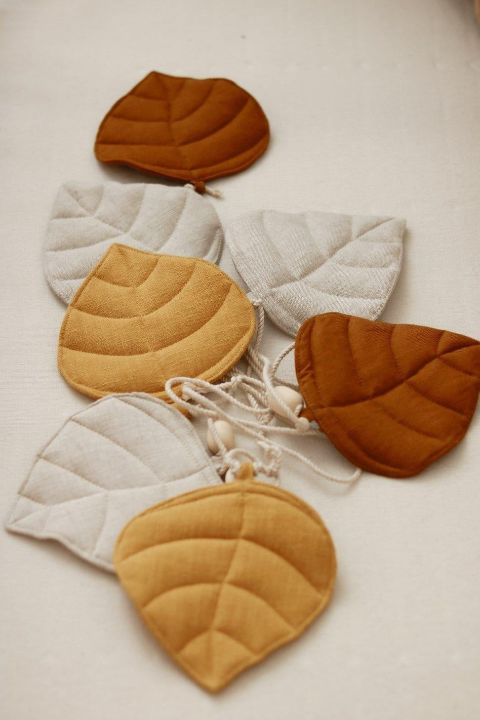 “Ochre” Linen Garland with Leaves