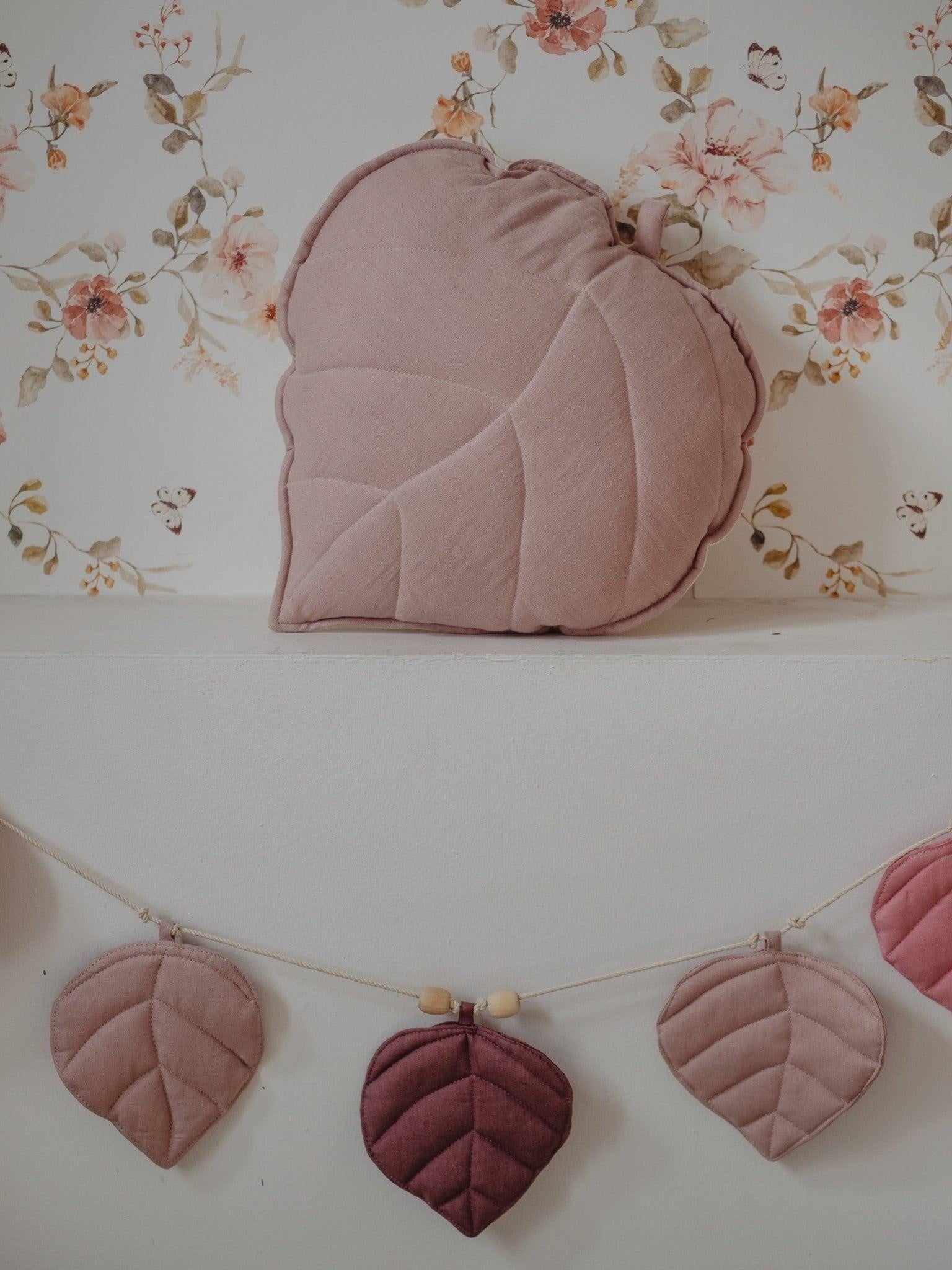 “Pink” Linen Garland with Leaves