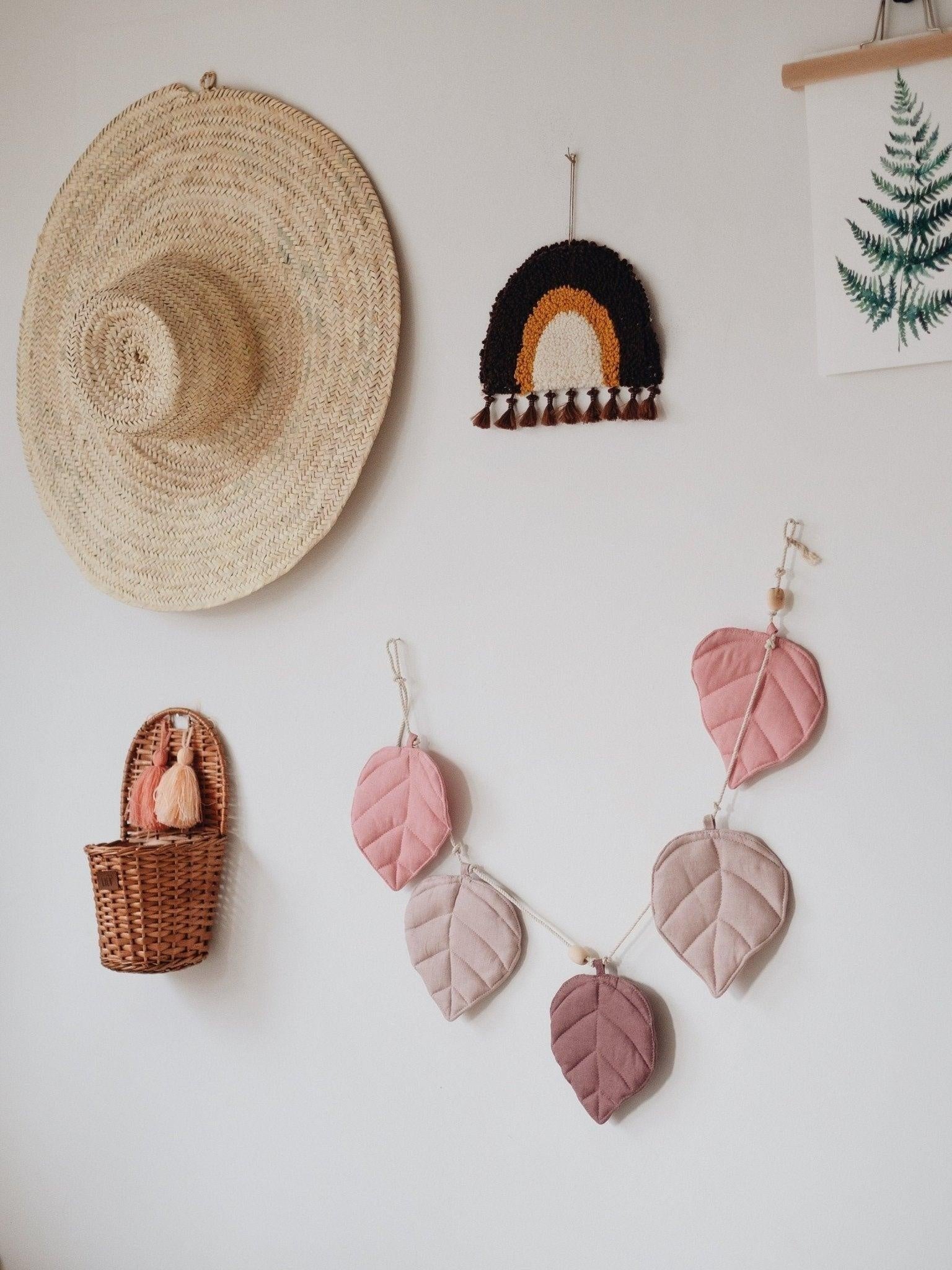 “Pink” Linen Garland with Leaves