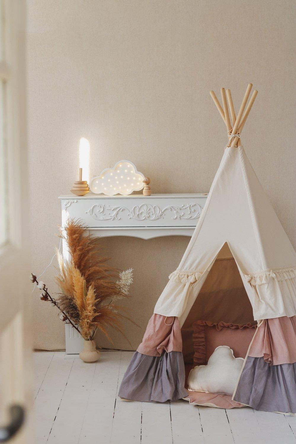 “Powder Frills” Teepee Tent with Frills - Moi Mili