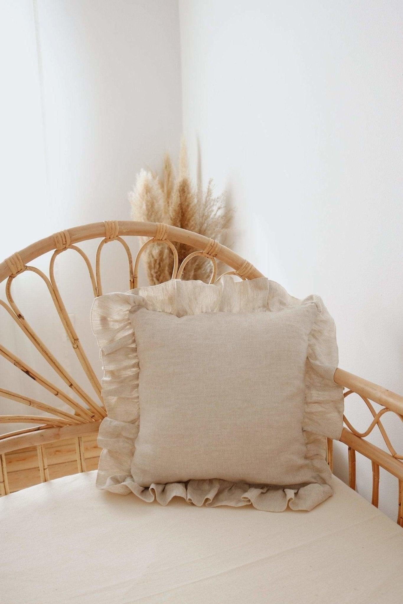 “Sand Frill” Linen Pillow Cover with Frill