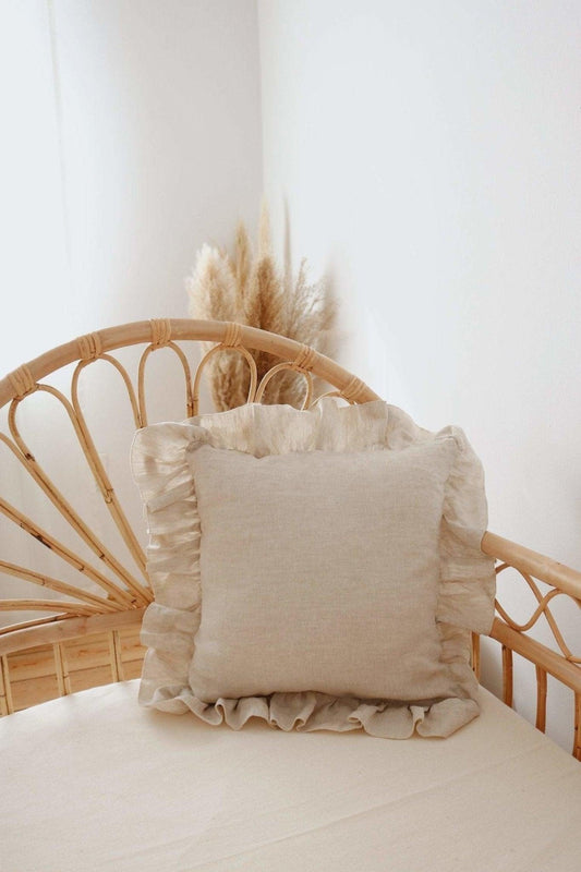 “Sand Frill” Linen Pillow Cover with Frill