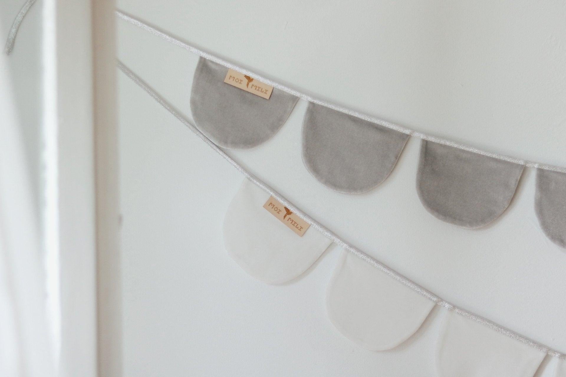 “Silver Pearl” Velvet Garland with Half Moons