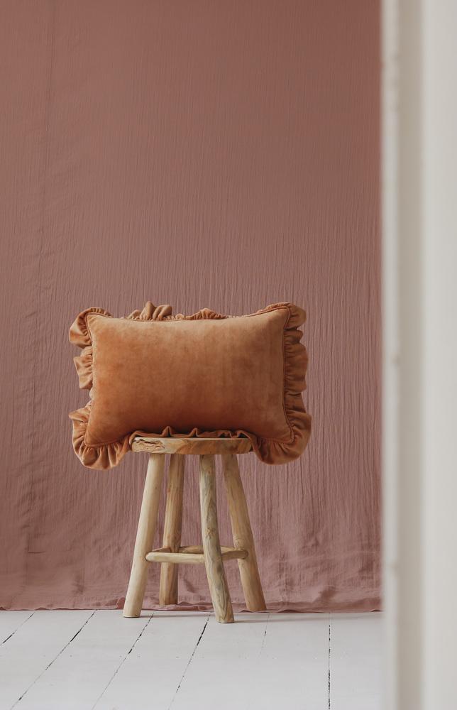 Soft Velvet Pillow with Frill “Caramel”