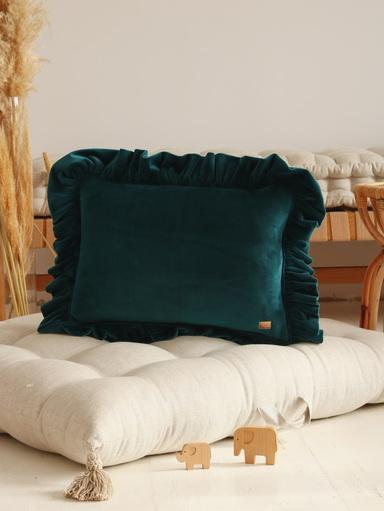 Soft Velvet Cushion with Frill “Emerald” - Moi Mili