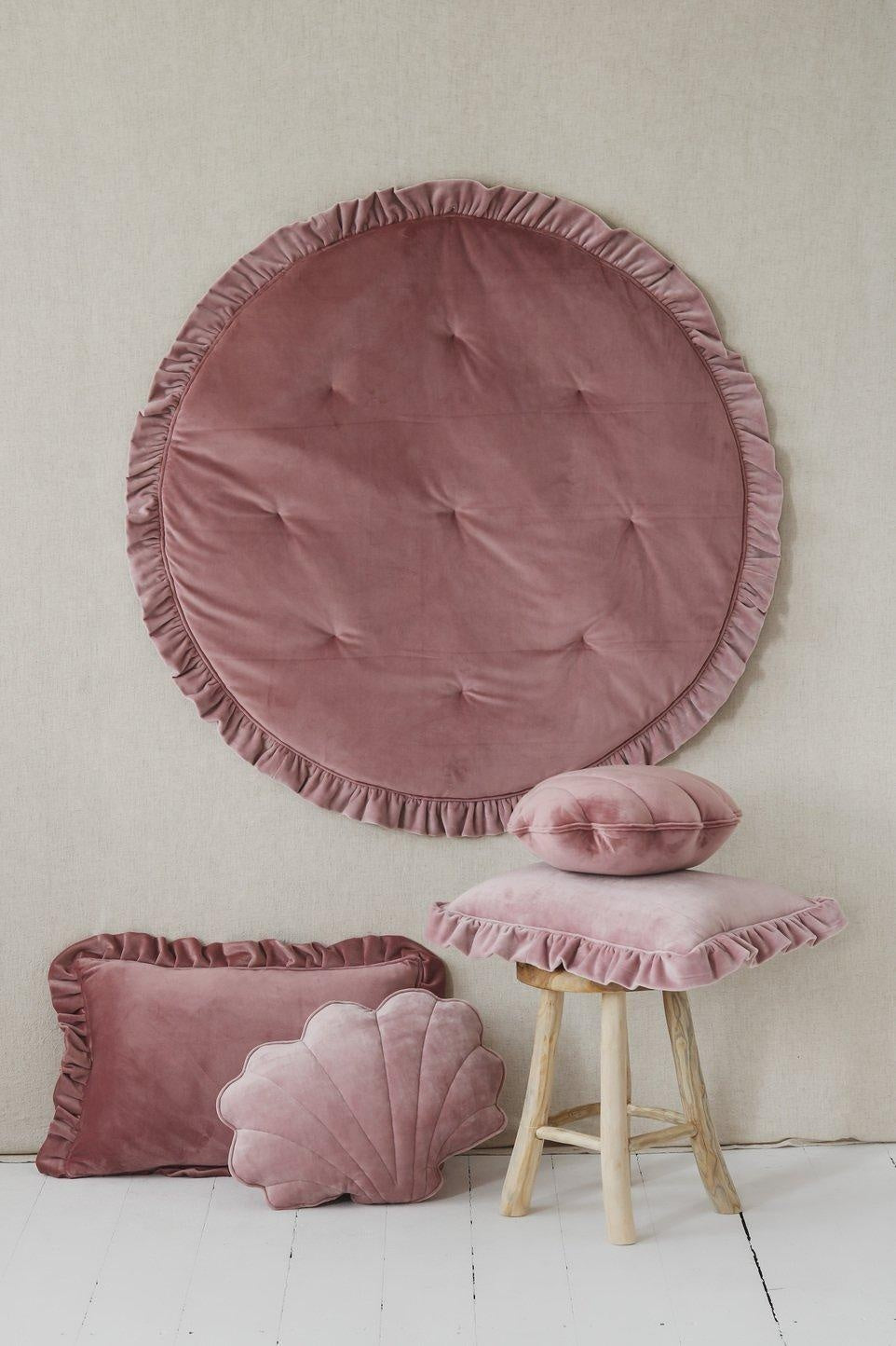 Soft Velvet Pillow with Frill “Light Pink”