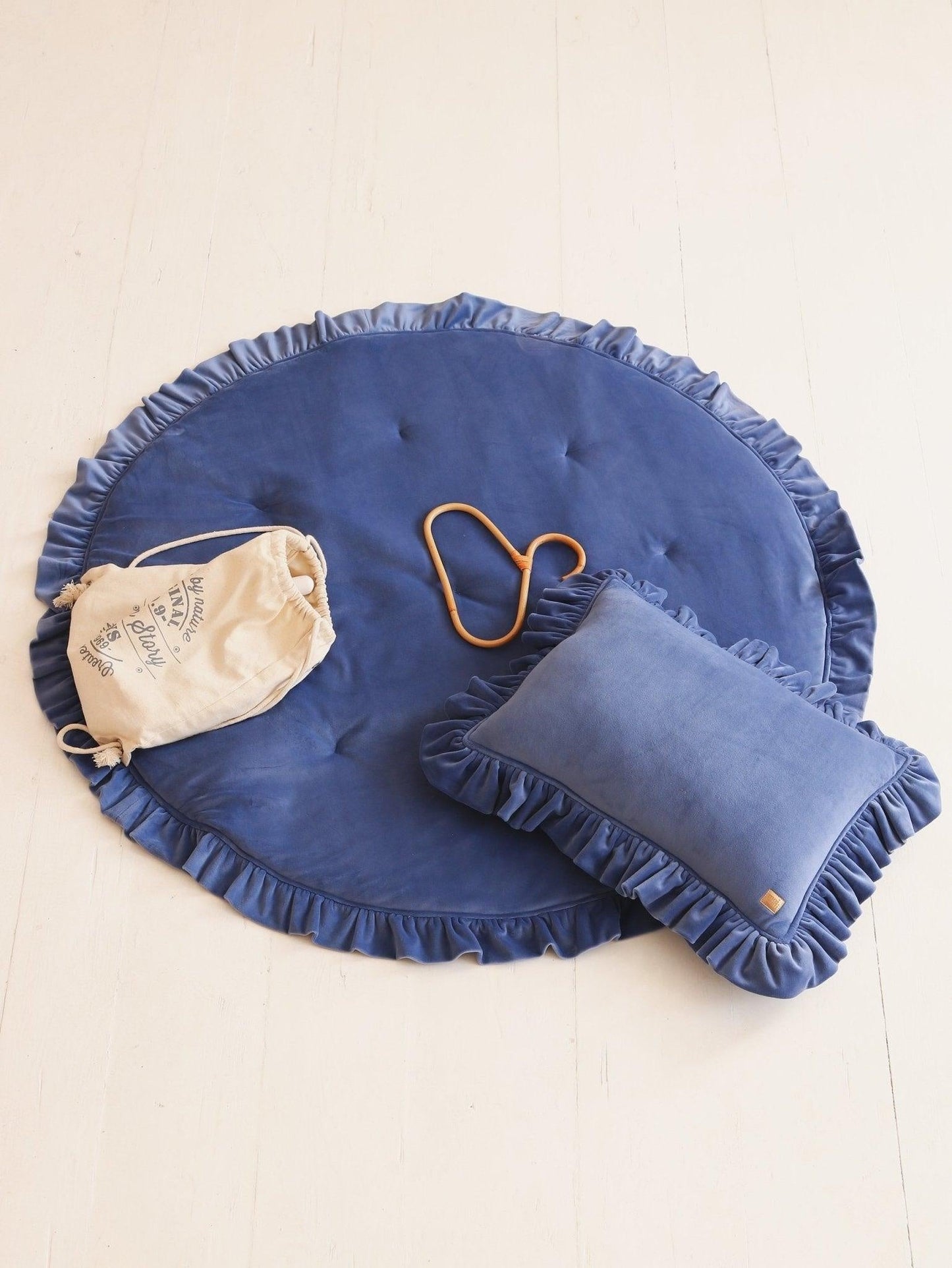 Soft Velvet Cushion with Frill “Sapphire” - Moi Mili