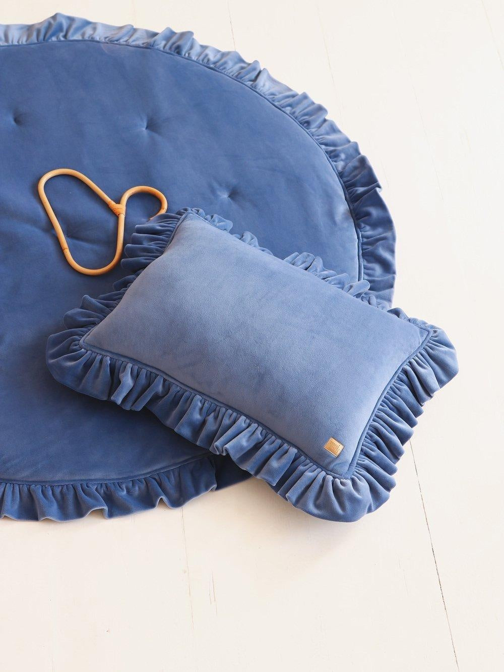 Soft Velvet Cushion with Frill “Sapphire” - Moi Mili