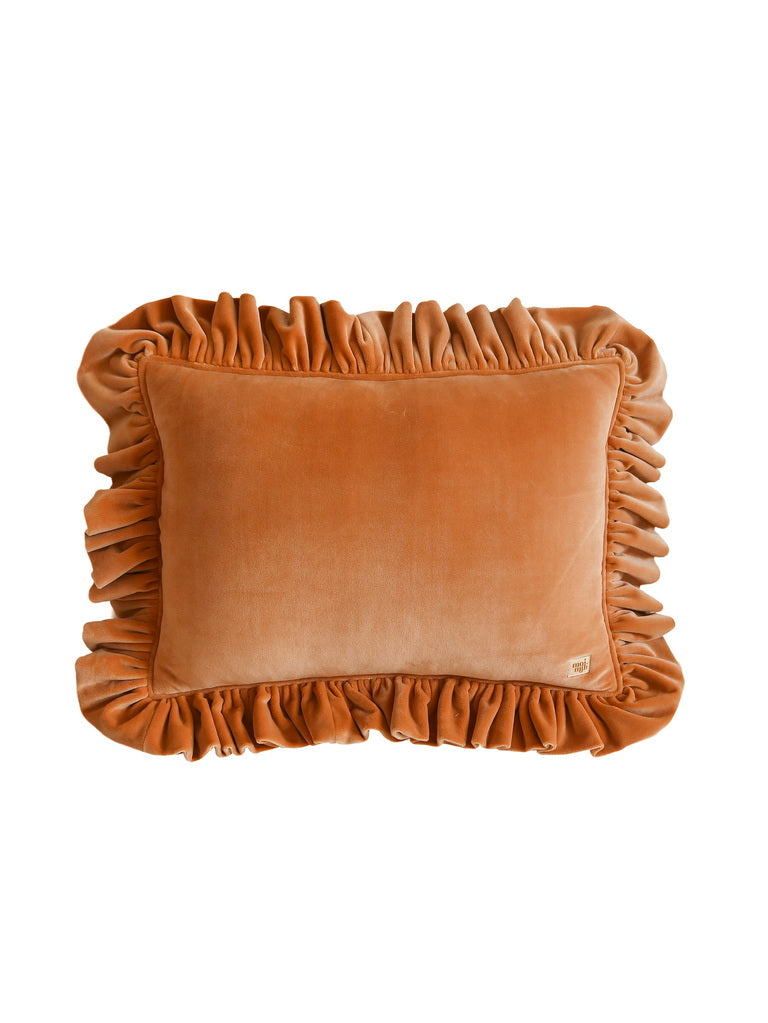 Soft Velvet “Caramel” Pillow with Frill